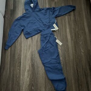 Blue Cropped Hoodie and Joggers Set